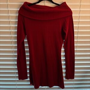 Forever 21 Red Cowlneck Long Sleeve Top